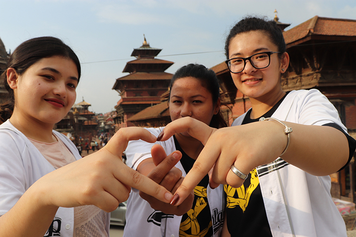  
Ritu, Asha and Samriddhi show their love for K-pop. (Nistha Shrestha)

